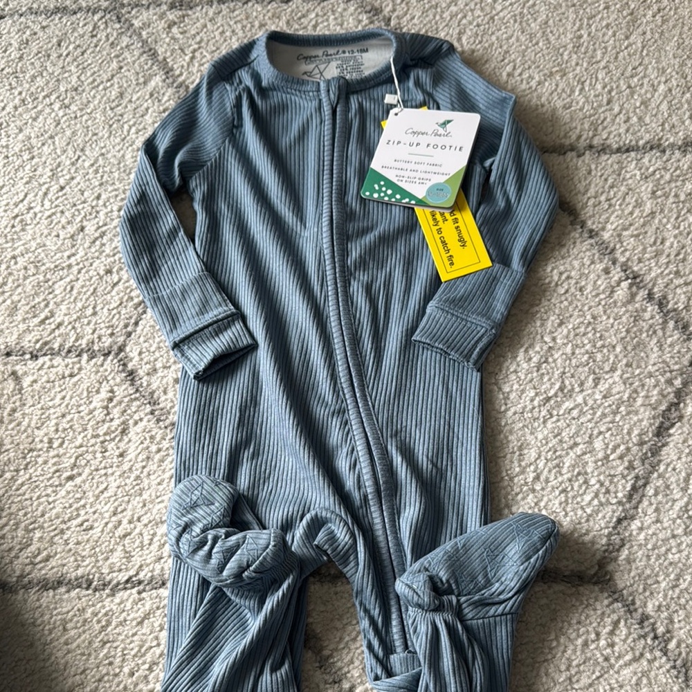 Copper Pearl Zip Up Footie 12/18 Months